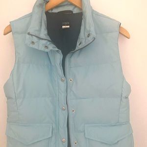 Women’s jcrew puffy vest light blue, size medium